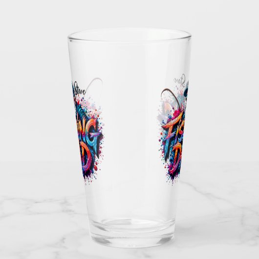 Fishing Dad Fish Graffiti Glass Glas (Rechts)