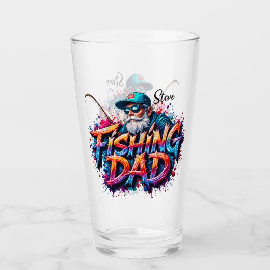 Fishing Dad Fish Graffiti Glass Glas (Vorderseite)