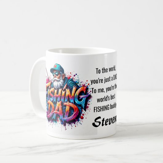 Fishing Dad Fisherman Graffiti Quote Kaffeetasse (Vorderseite Links)