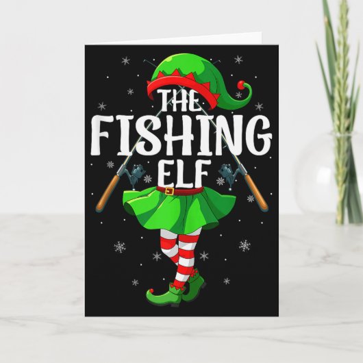 Fishing Elf Christmas Girls Women Elf Squad Xmas F Karte (Vorderseite)