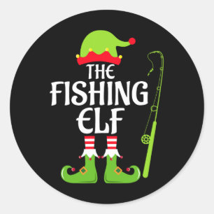 Fishing-Elf-Passende Familiensgruppen-Weihnachtsfe Runder Aufkleber