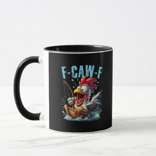 Fishing F-Caw-F Funny Chicken Scream Humor Tasse (Links)