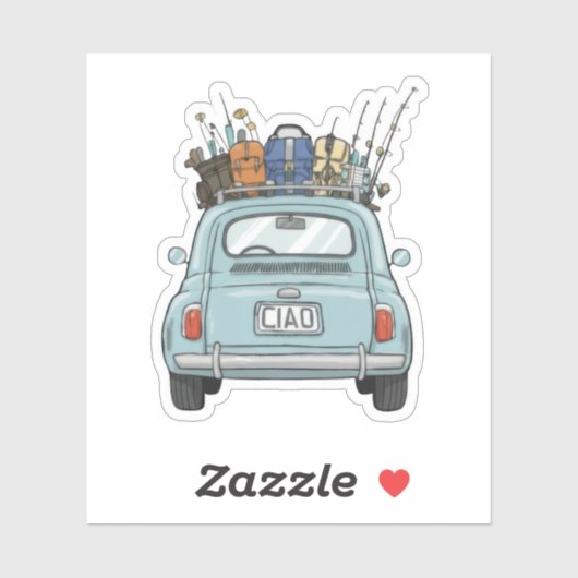 Fishing Fiat Car Aufkleber (Blatt)