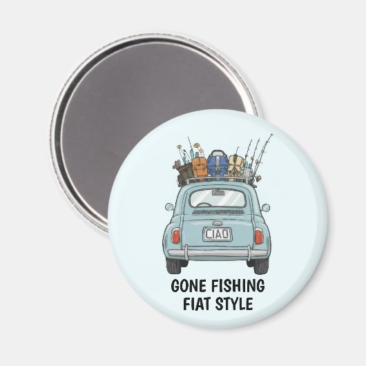 Fishing Fiat Car Magnet (Vorderseite/Rückseite)
