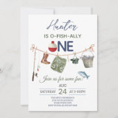 Fishing First Birthday Party Einladung (Vorderseite)