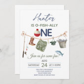 Fishing First Birthday Party Einladung (Vorne/Hinten)