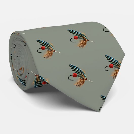 Fishing Flies Freshwater Fisherman Krawatte (Gerollt)
