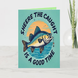 Fishing for Happiness, Folded Greeting Card Karte