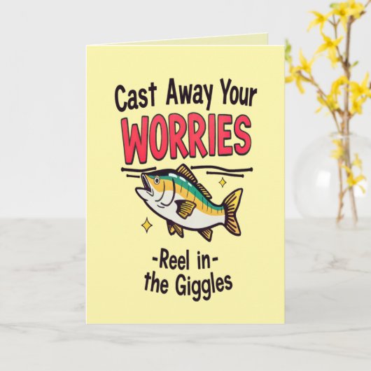 Fishing for Joy Birthday  Karte (Gelbe Blume)