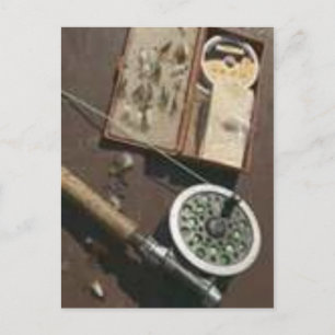 FISHING gear POSTCARD Postkarte