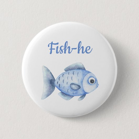 Fishing Gender Reveal - Team Boy Fish-he Button (Vorderseite)