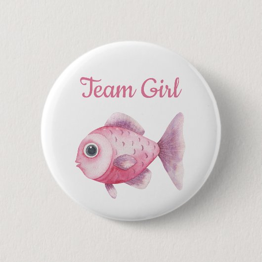 Fishing Gender Reveal - Team Girl Button (Vorderseite)