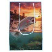 Fishing Gift Back, Rainbow Trout / Fish Mittlere Geschenktüte (Rückseite)