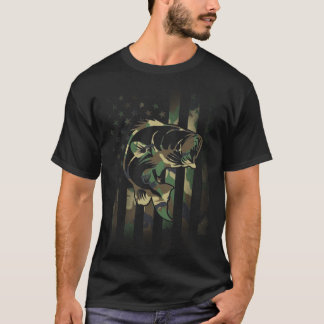 Fishing Gift Camouflage American Flag USA Militär T-Shirt