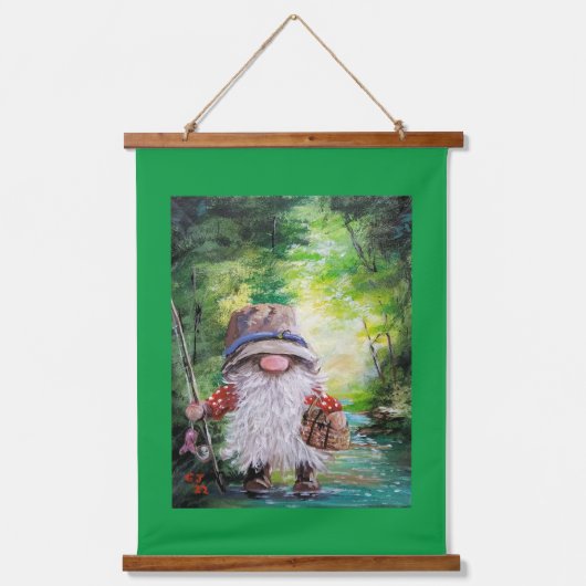 Fishing Gnome Wall Decor Wandteppich Mit Holzrahmen (Vorderseite)