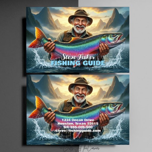 Fishing Guide Fisherman Fish Lake Ocean Visitenkarte
