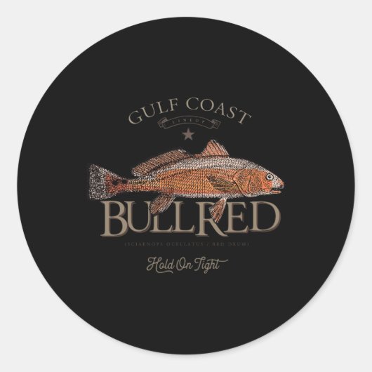 Fishing Gulf Red Drum Redfish Bull Red  Runder Aufkleber (Vorderseite)