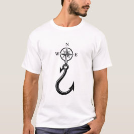 Fishing Hook Compass Tee- Nautical Adventure Style T-Shirt