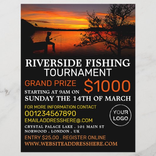 Fishing Lake Landscape, Fishing Tournament Event Flyer (Vorne)