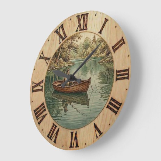 Fishing Lake- Wall Clock  Große Wanduhr (Winkel)