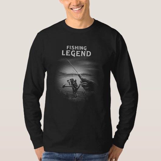 Fishing Legend Fishing Monochrome Reel Fishermen T-Shirt (Vorderseite)