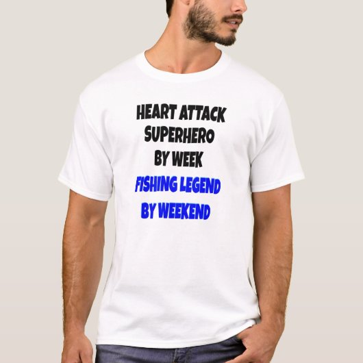 Fishing Legend Heart Attack Superheld T-Shirt (Vorderseite)