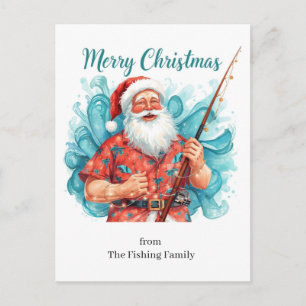 Fishing-Liebhaber Weihnachtsferien mit dem Weihnac Feiertagspostkarte