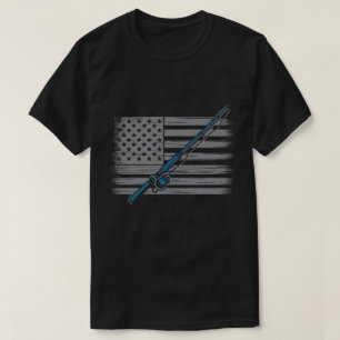 Fishing Life Amerikanische Flagge Vintage Stil Fis T-Shirt