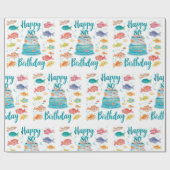 Fishing Lover 80th Birthday Watercolor  Geschenkpapier (Flach)