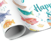 Fishing Lover 80th Birthday Watercolor  Geschenkpapier (Rolleneckpunkt)