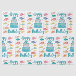 Fishing Lover 80th Birthday Watercolor Seidenpapier