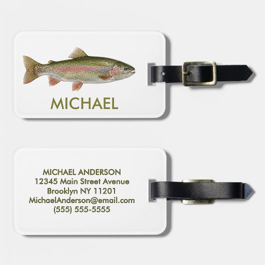 Fishing Lover Luggage Tag – Rainbow Trout Design   Gepäckanhänger
