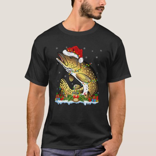 Fishing Lover Matching Santa Northern Pike Fish Ch T-Shirt (Vorderseite)