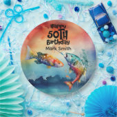 Fishing lovers 50th  birthday Fish   watercolor   Pappteller (Party)