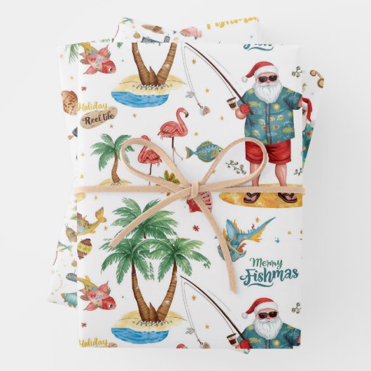 Fishing Lovers Christmas with Santa Claus Geschenkpapier Set (Beispiel)