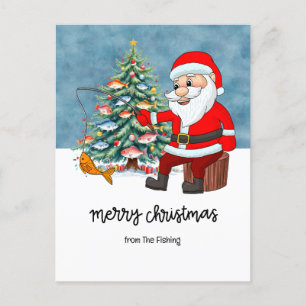 Fishing Lovers Weihnachtsferien mit Santa Fisch  Feiertagspostkarte