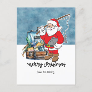 Fishing Lovers Weihnachtsferien mit Santa Fish  Feiertagspostkarte