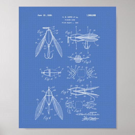 Fishing Lure 1926 - Art Blueprint Poster (Vorne)