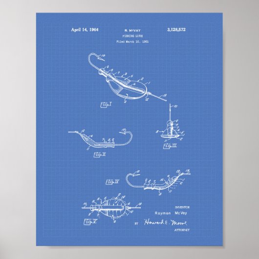Fishing Lure 1964 Art Blueprint Poster (Vorne)