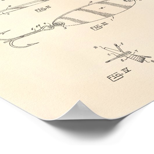 Fishing Lure 1964 Patent Art Old Peper Poster (Ecke)