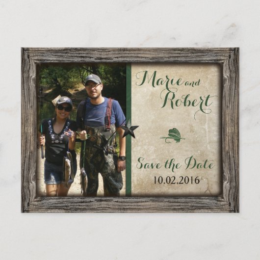Fishing Lure Wedding Foto Save the Date Postkarte (Vorderseite)