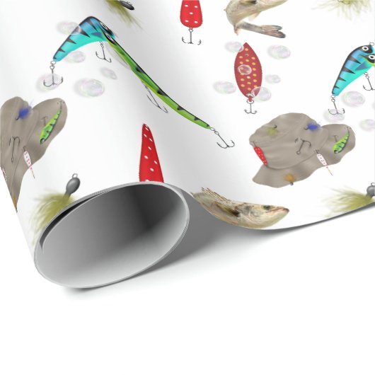 Fishing Lures with Bubbles Geschenkpapier (Rolleneckpunkt)
