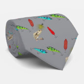 Fishing Lures with Fish on Gray Krawatte (Gerollt)