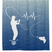 Fishing Man Fishing Foreut Heartbeat Duschvorhang (Vorderseite)