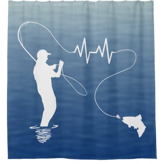 Fishing Man Fishing Foreut Heartbeat Duschvorhang (Vorderseite)