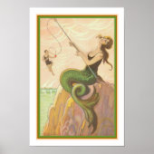 "Fishing Mermaid" Art Deco Print ca. 1928 Poster (Vorne)
