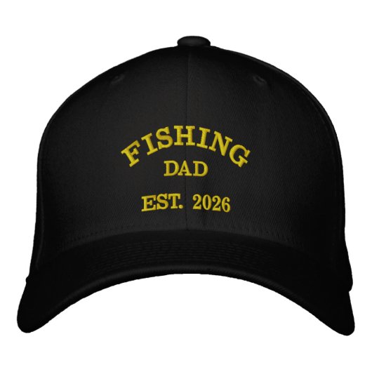 Fishing Papa Est. 2026 | Besticktes Design Bestickte Baseballkappe (Vorderseite)