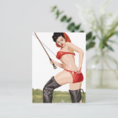 Fishing pin-up vintage poster postkarte (Stehend Vorderseite)