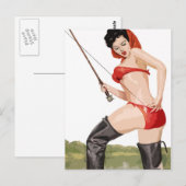 Fishing pin-up vintage poster postkarte (Vorne/Hinten)