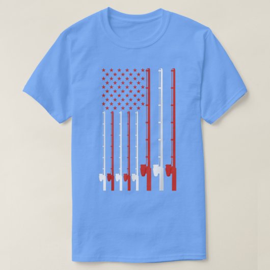 Fishing Rod American Flag 918  T-Shirt (Design vorne)